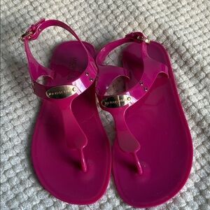 Michael Kors Women’s Fuchsia and Gold Jelly Sandals. Used with Love Size 8M